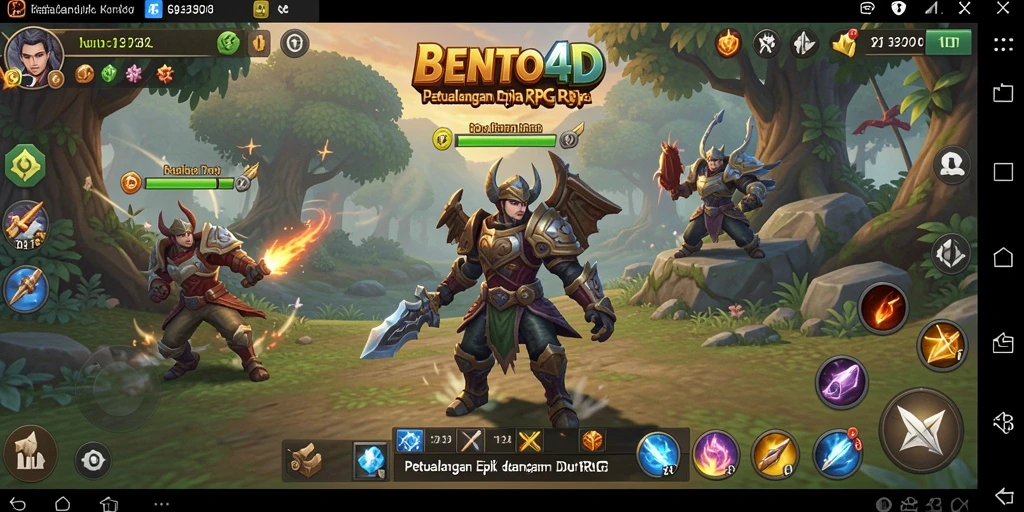 Screenshot utama BENTO4D menampilkan aksi pertarungan yang mendebarkan dalam RPG.