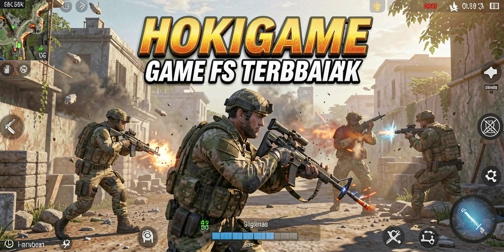 Screenshot gameplay HOKIGAME dengan aksi tembak menembak yang mendebarkan.