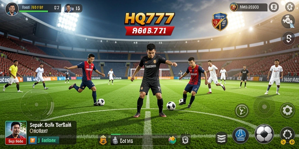 Tampilan gameplay HQ777 yang menegangkan dan realistis di lapangan sepak bola.