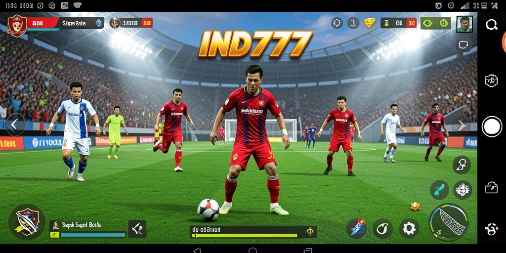 Screenshot IND777 menampilkan aksi mendebarkan dalam pertandingan sepak bola.