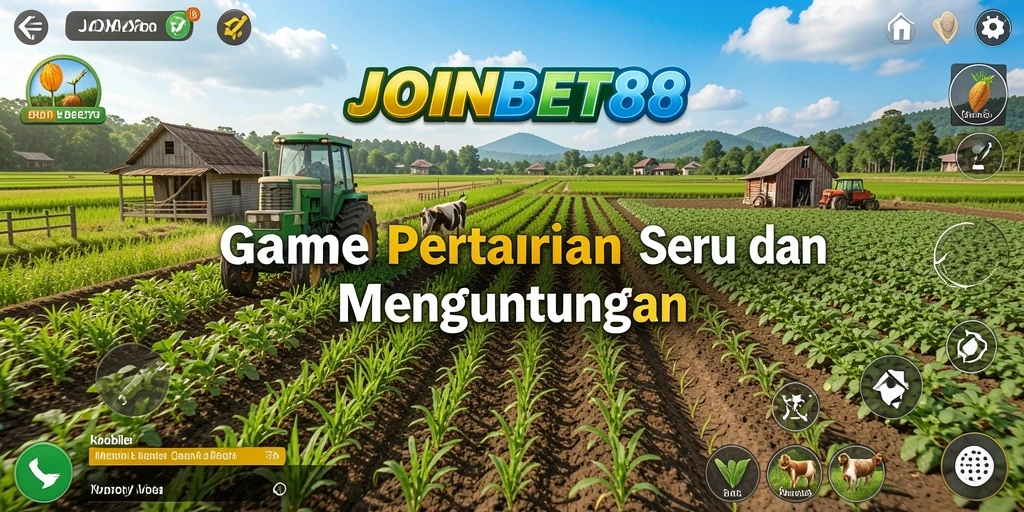 Screenshot gameplay <strong>JOINBET88</strong> menampilkan kebun yang subur dengan berbagai tanaman dan hewan.