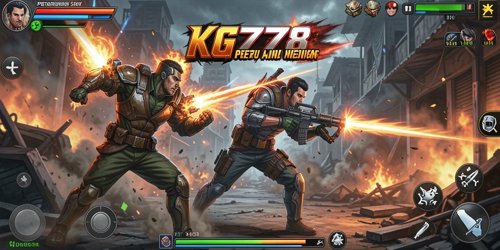 Tampilan screenshot utama KG778 dengan karakter bertarung di arena.