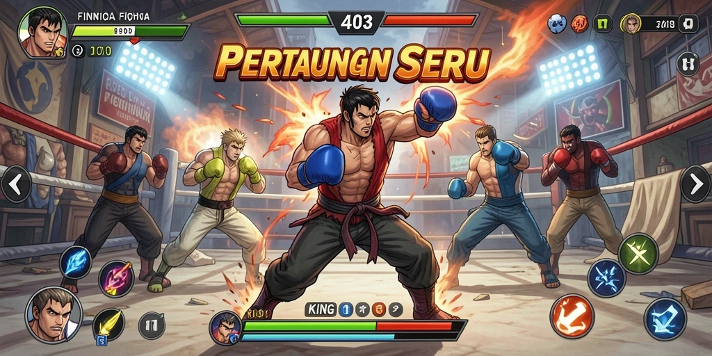 Tampilan gameplay KING403 dengan aksi pertarungan mendebarkan.