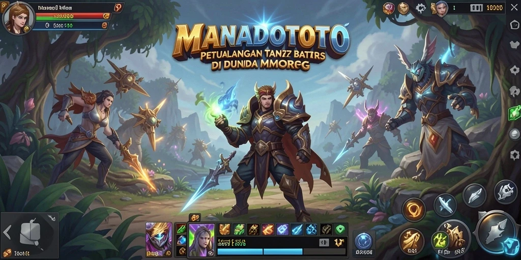 Screenshot gameplay <strong>MANADOTOTO</strong> yang menampilkan petualangan epik dan pertempuran seru.