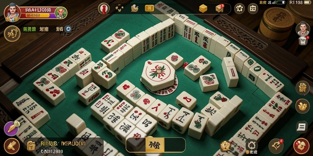 Screenshot gameplay menampilkan ubin Mahjong yang penuh warna dan desain yang menarik.