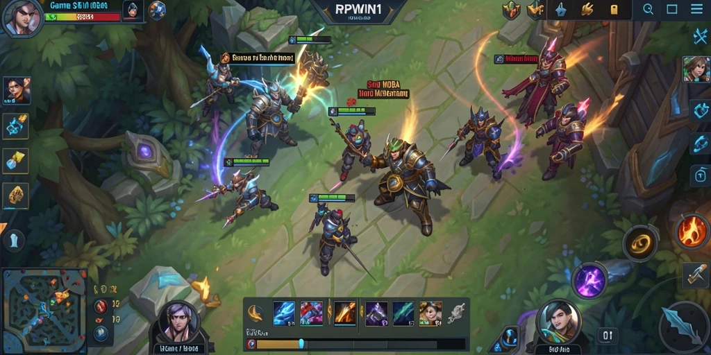 Tangkapan layar menunjukkan aksi seru dalam permainan MOBA RPWIN1.