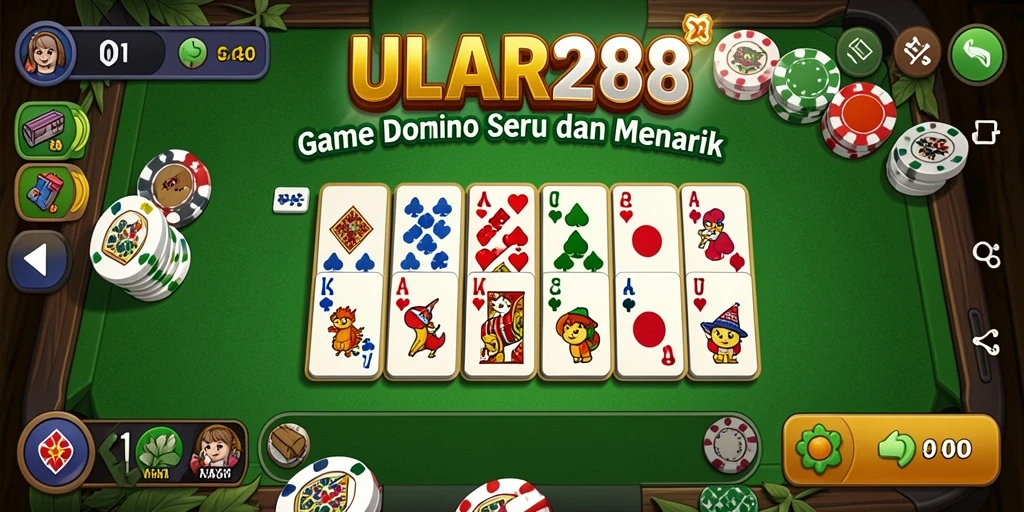 Tampilan gameplay menarik dari ULAR288 dengan kartu Domino.