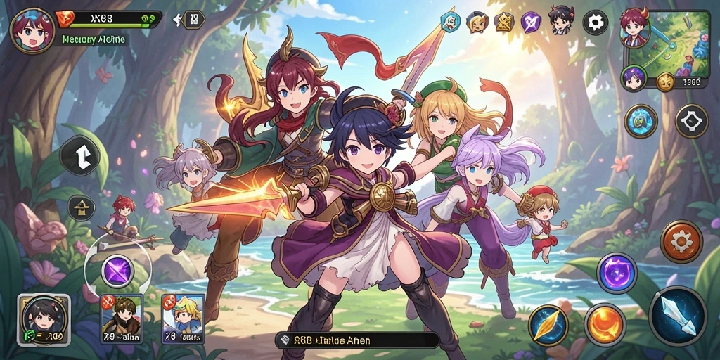 Tampilan gameplay menarik dari X88 yang membuat penggemar anime terpesona.